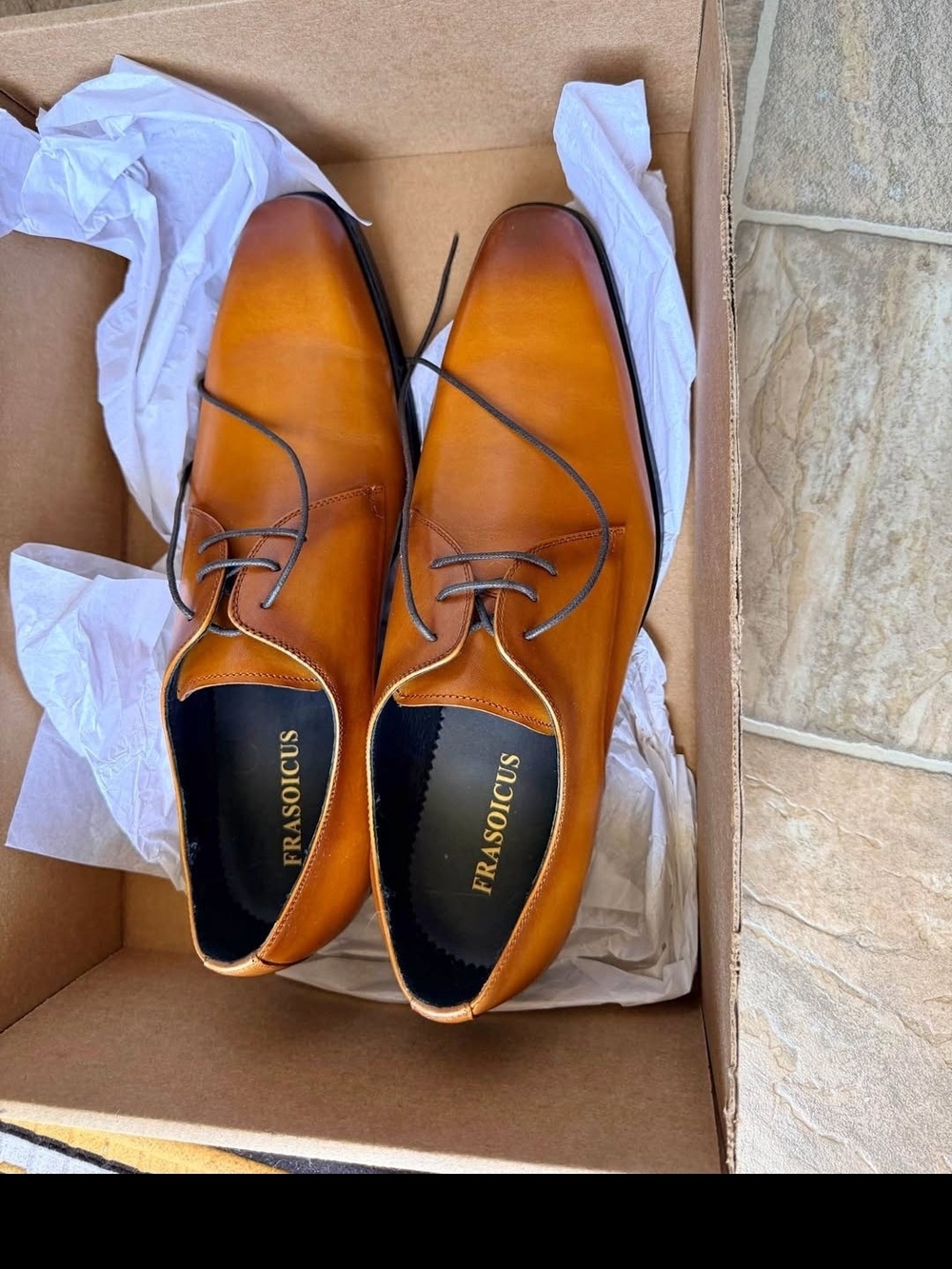FRASOICUS Men's Leather Oxford Dress Shoes Size 13 Brown - NIB
